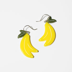 medium acrylic banana earrings on hook