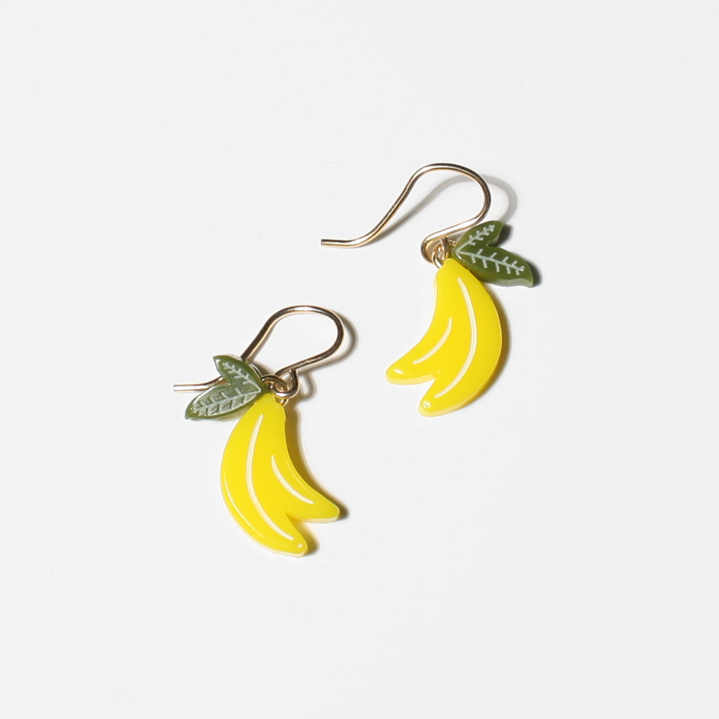 small banana earrings on silver earhook
