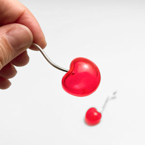 Puffy Cherry Earrings on Stem