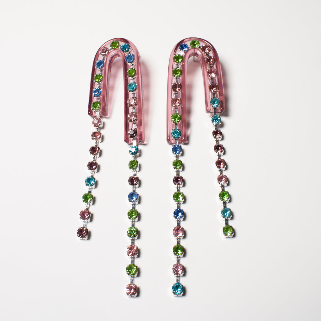 Dripping Multicolor Rhinestone Earrings