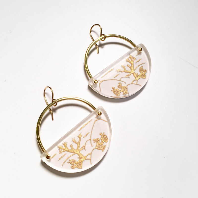 acrylic etched joshua tree earrings