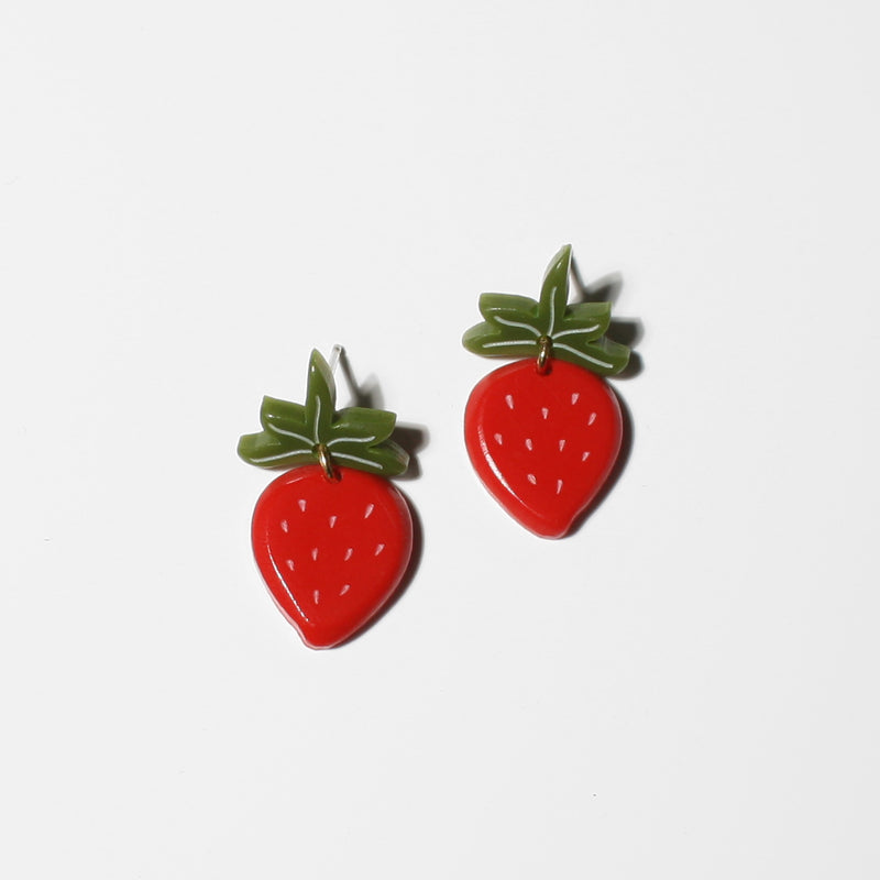 small strawberry earrings fruit jewelry