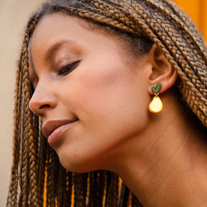 small gold pear earrings