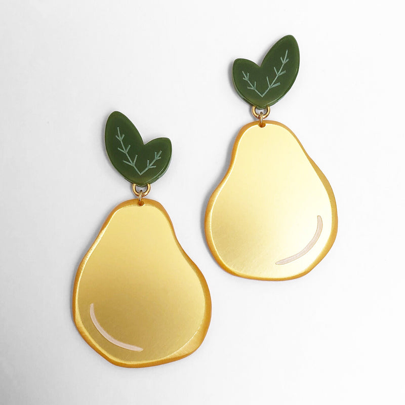 large gold pear earrings woll