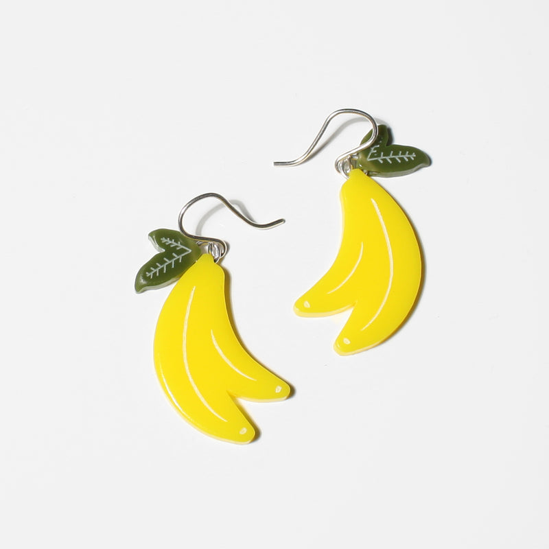 medium acrylic banana earrings on hook