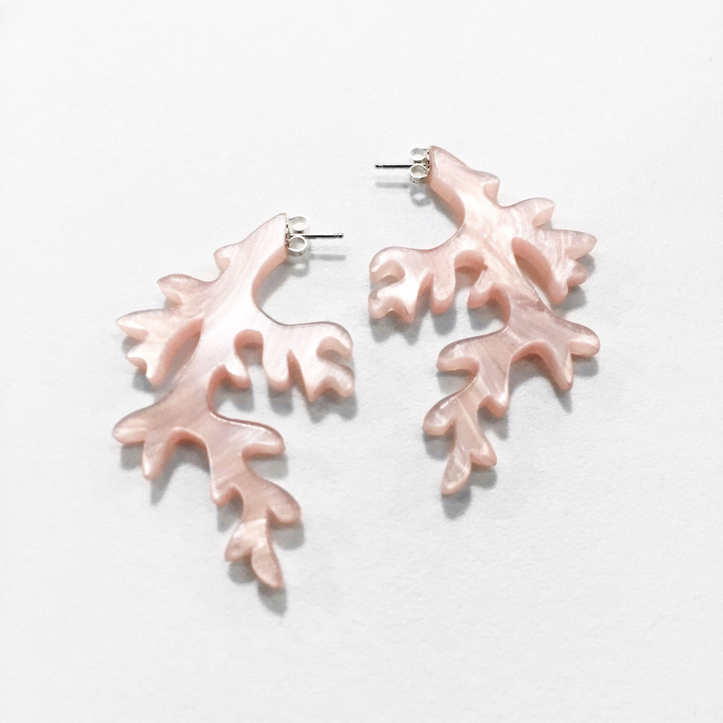 Coral Hoop Earrings in Rose Quartz