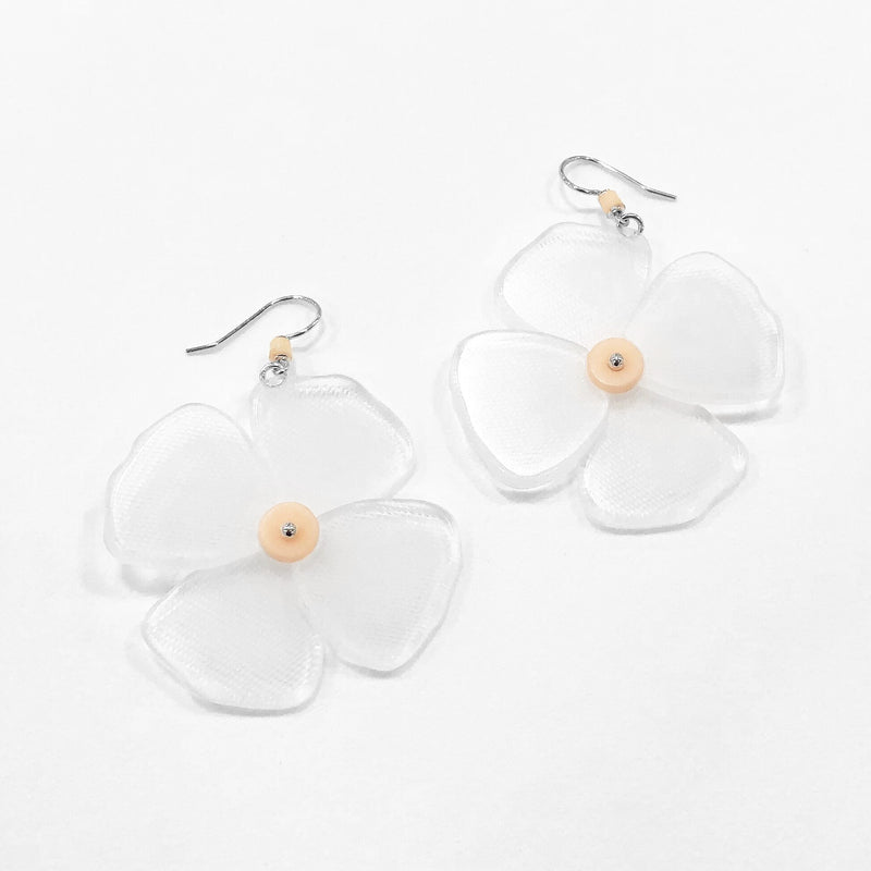 large clear flower earrings