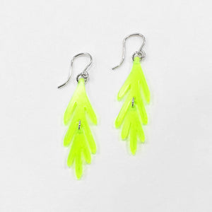 leaf earrings neon green