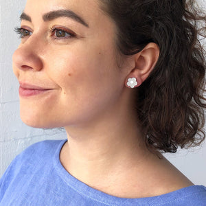 flower stud earrings in silver