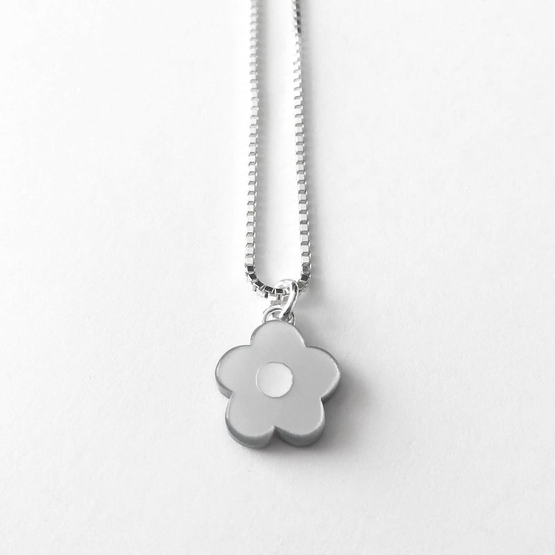 silver little flower necklace