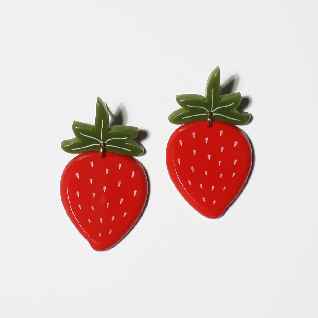 medium strawberry earrings