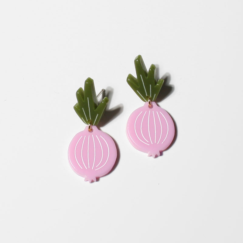 small onion earrings