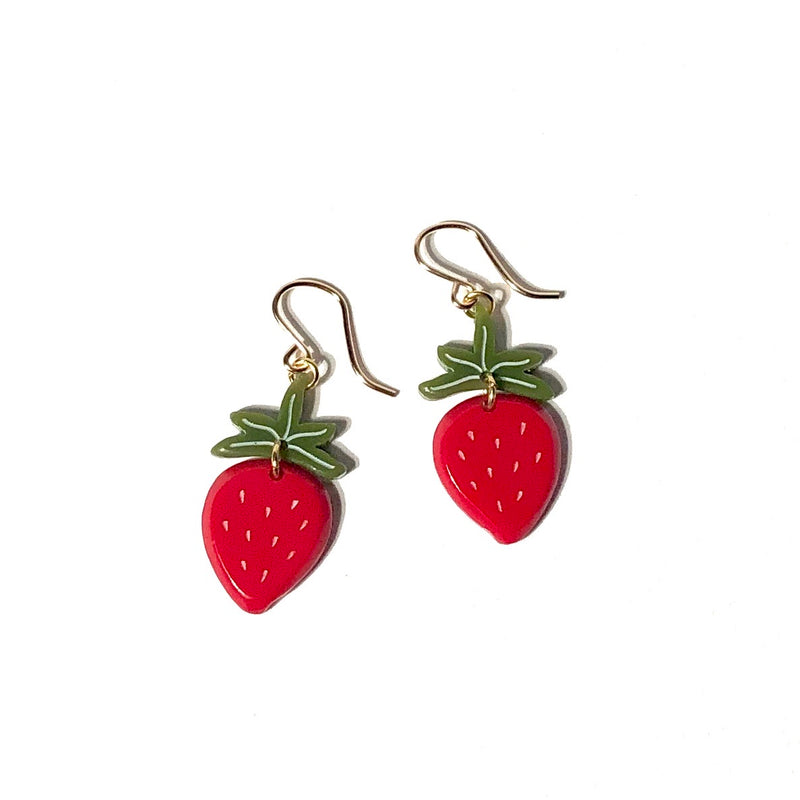 small strawberry earrings dangle