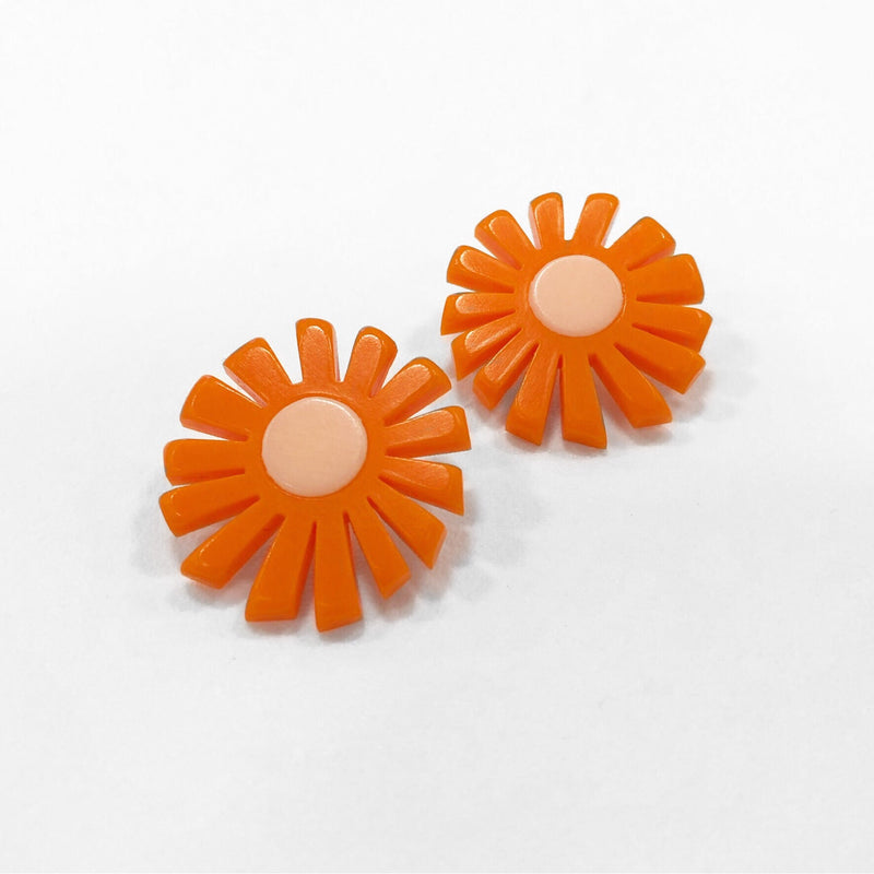 sunburst earrings orange by woll jewelry