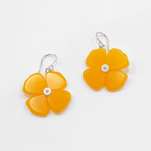 california poppy earrings orange flower